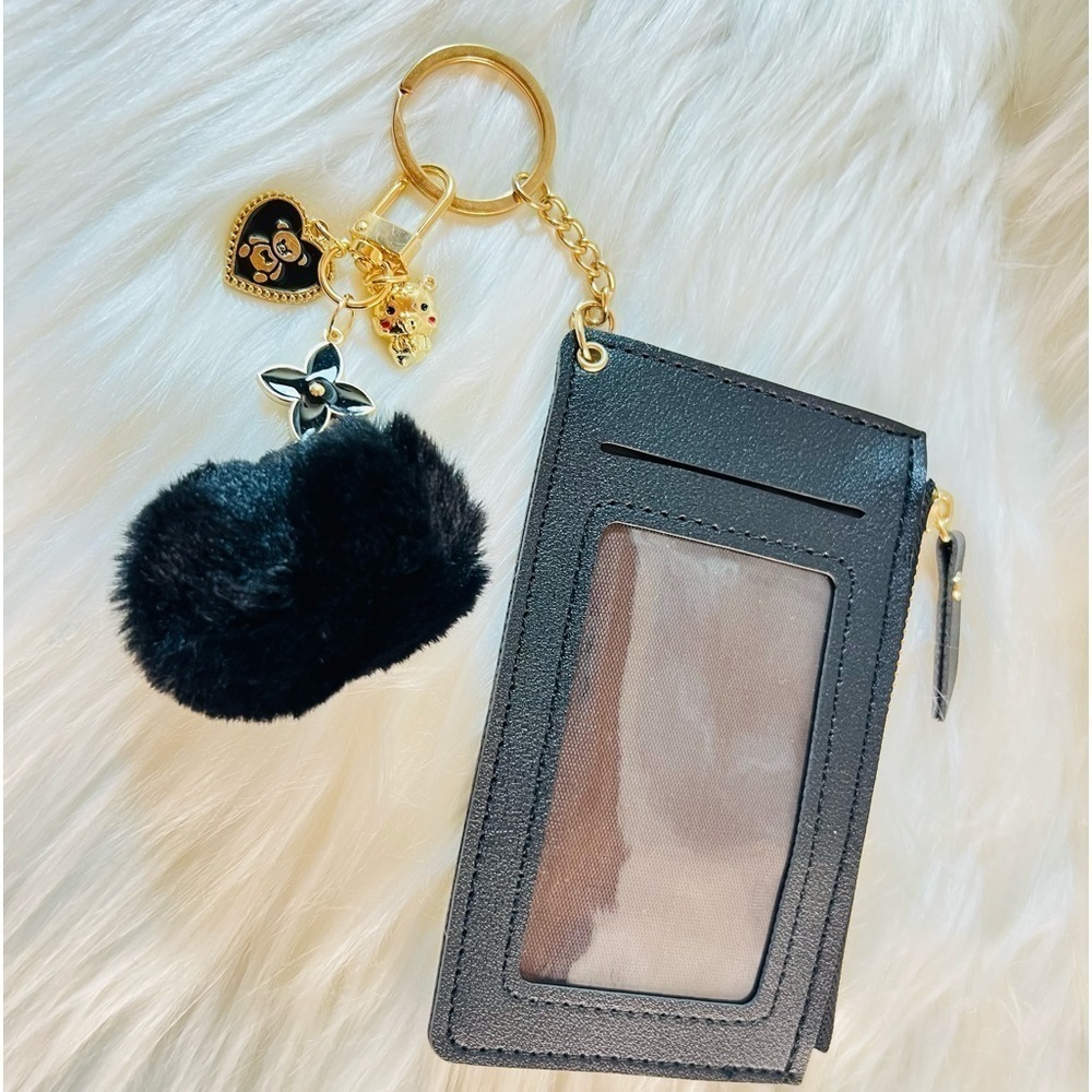 Black Pom Cardholder/Keychain
